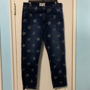 Current/Elliott Jeans - Current Elliot Raw Hem Star Print Ankle Jean Current/Elliott Jeans - Current Elliot Raw Hem Star Print Ankle Jean